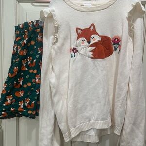 Gymboree White and Green Fox Matching Set